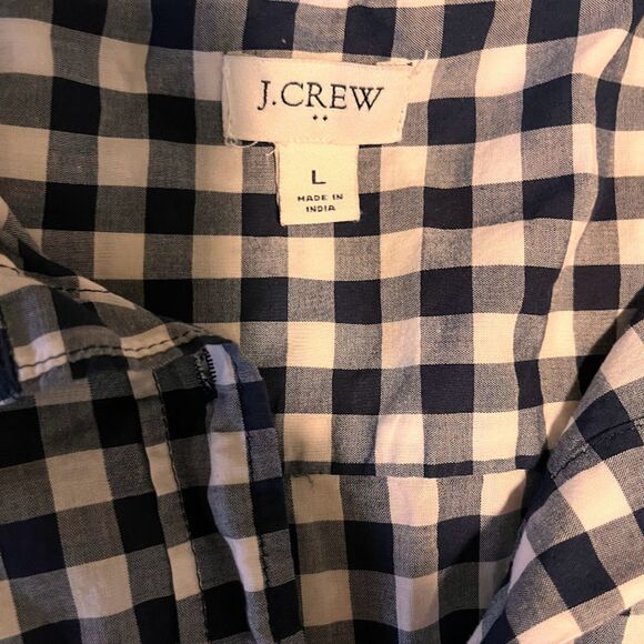 J Crew Shirt L Men's Blue White Check Button Down Dadcore Normcore Casual - Picture 4 of 5